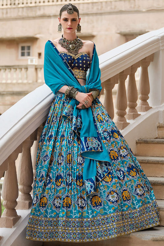 Blue Silk Sangeet Designer Lehenga Set SFSA481106R