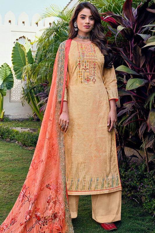 Beige Sangeet Party Palazzo Kameez In Georgette SFSTL18803