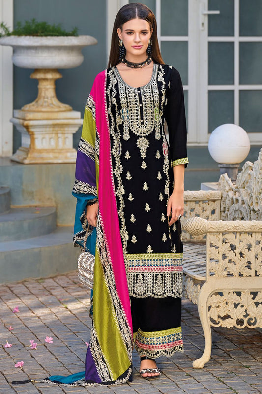 Black Sangeet Ceremony Wedding Palazzo Kameez SFEDC12302