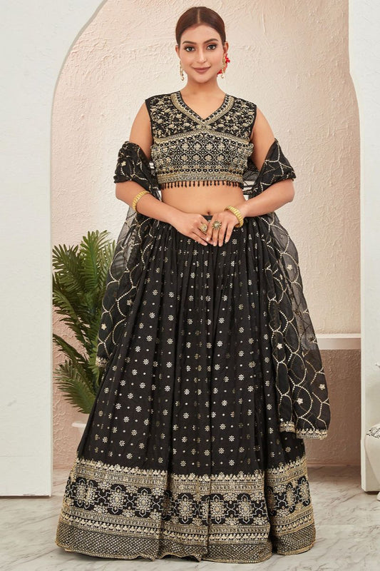 Majestic Black Dola Silk Designer Lehenga SFSA477501R