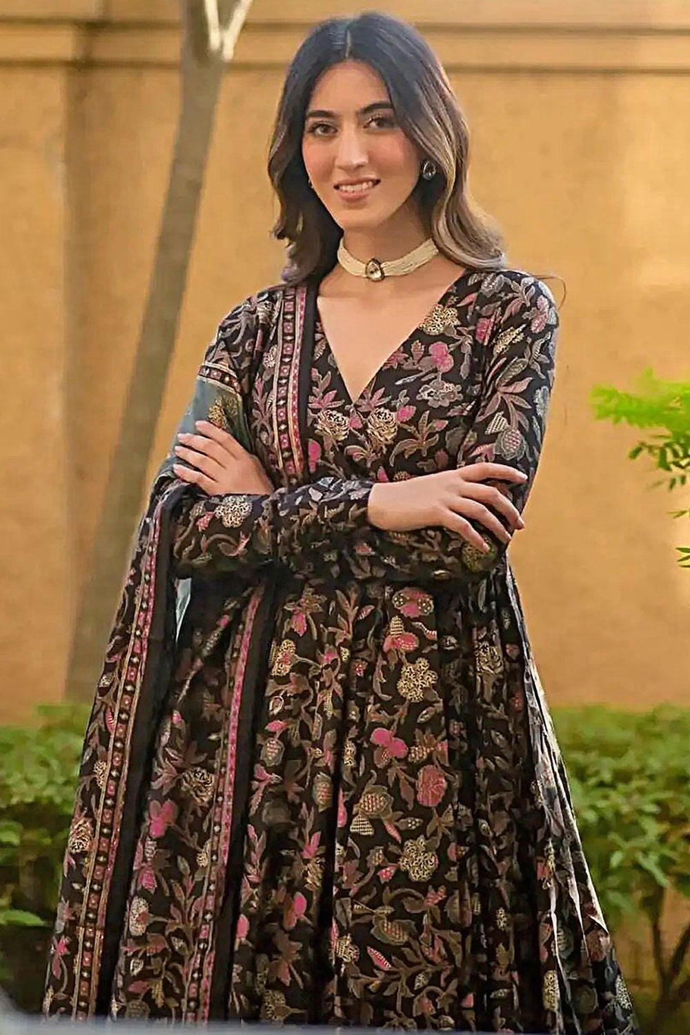 Black Readymade Plus Size Palazzo Salwar Suit SFNPV57405R