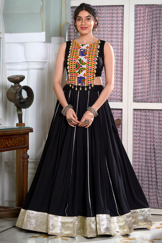 Black Navratri Chaniya Choli In Cotton SFYROY488201