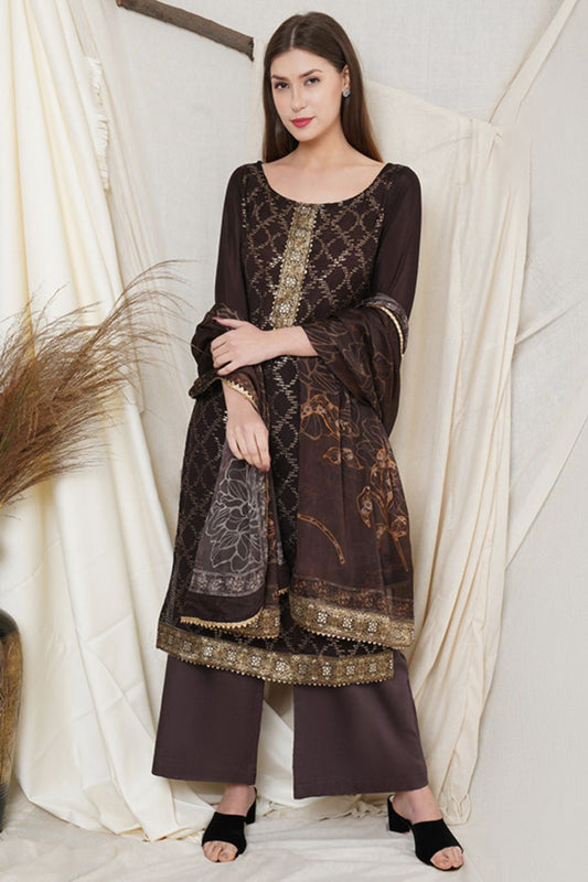 Brown Sangeet Party Palazzo Kameez In Georgette SFSTL18004