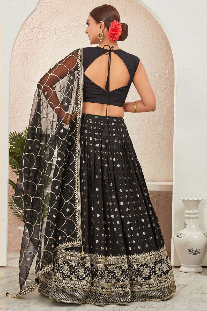 Majestic Black Dola Silk Designer Lehenga SFSA477501R