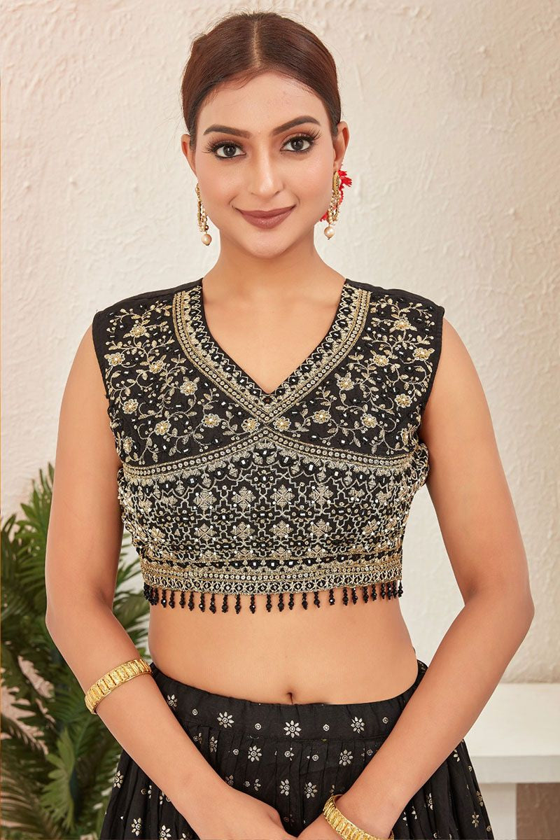 Majestic Black Dola Silk Designer Lehenga SFSA477501R