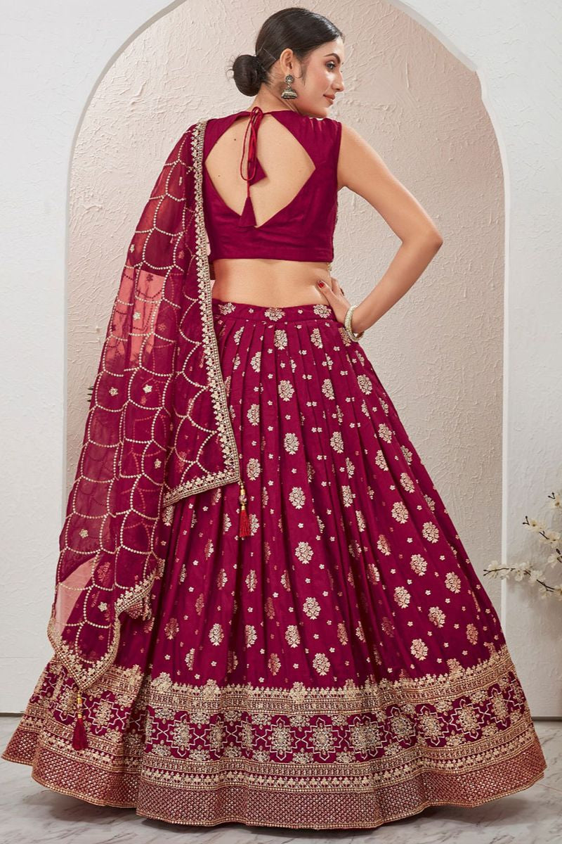 Majestic Maroon Dola Silk Designer Lehenga SFSA477503R