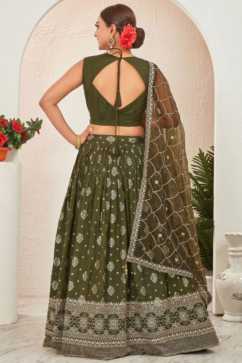 Majestic Green Dola Silk Designer Lehenga SFSA477504R