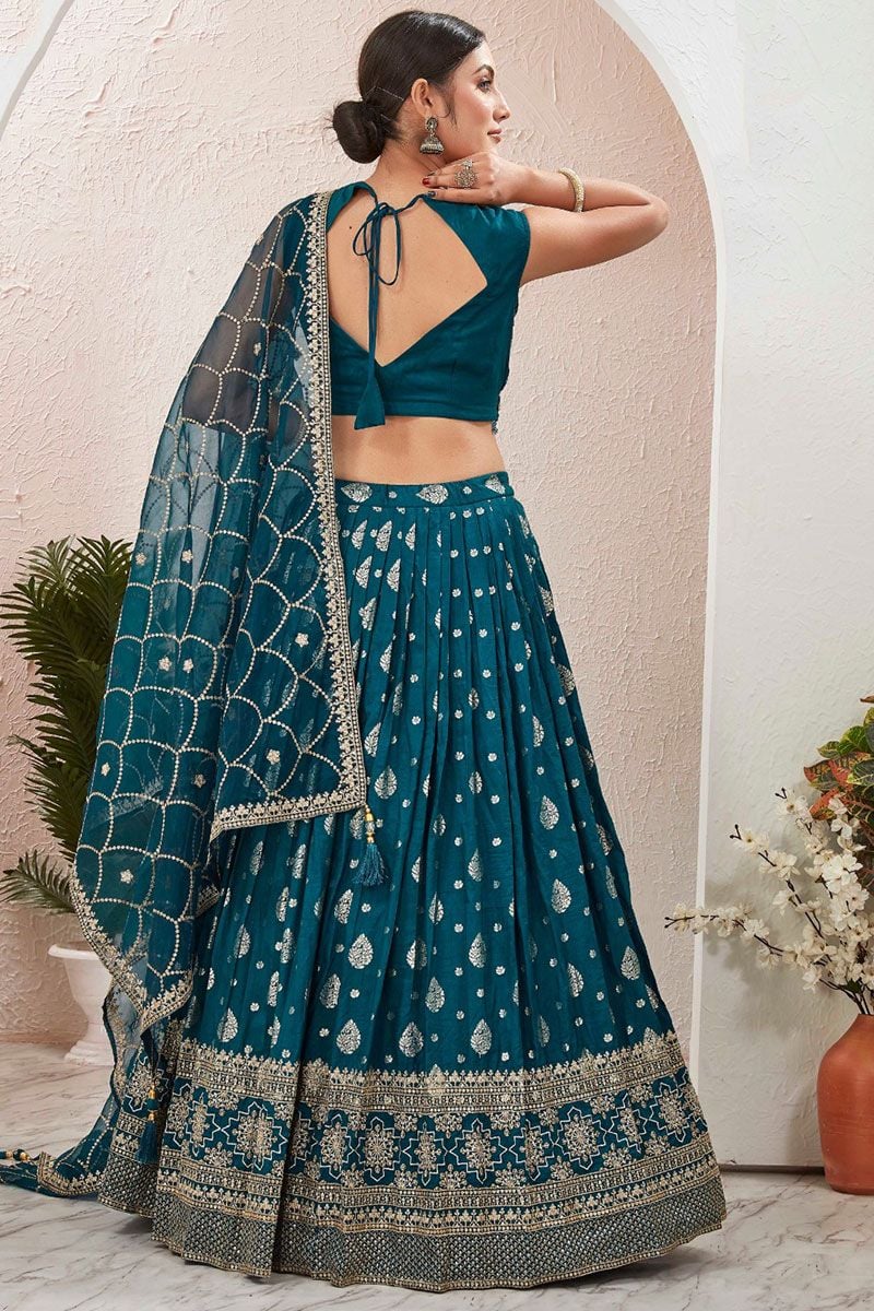 Majestic Blue Dola Silk Designer Lehengas SFSA477506R