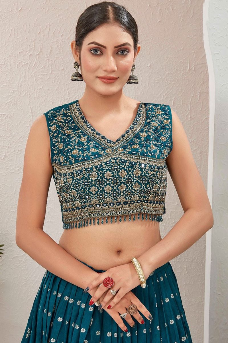 Majestic Blue Dola Silk Designer Lehengas SFSA477506R