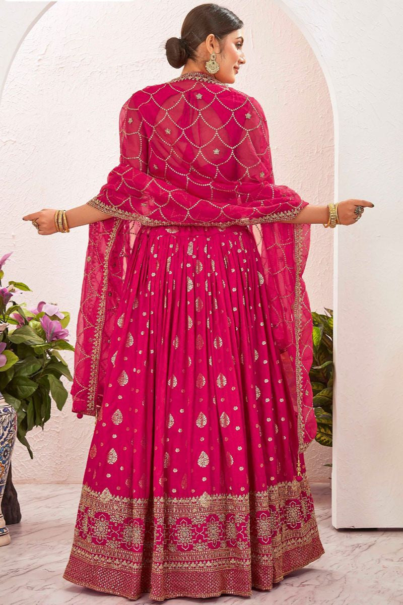 Majestic Pink Dola Silk Designer Lehengas  SFSA477507R