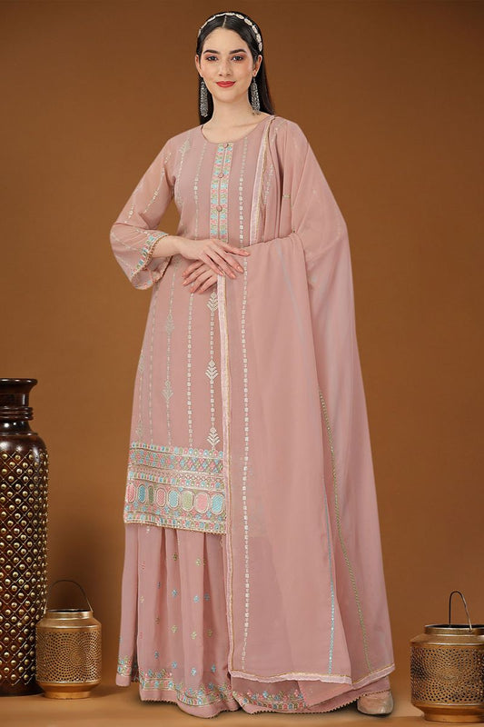 Pink Wedding Party Georgette Palazzo Kameez SFROY500001R