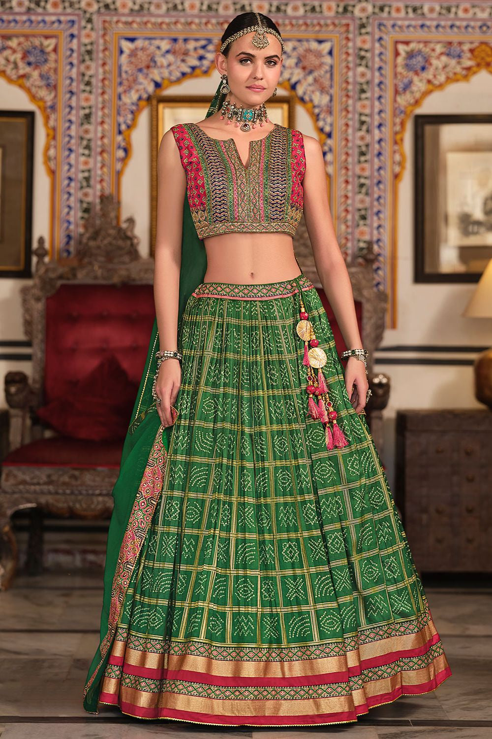 Royal Green Silk Sangeet Designer Lehenga Set SFSA481506R