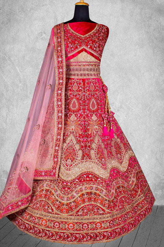 Pink Velvet Designer Engagement Lehenga SFDIW43212