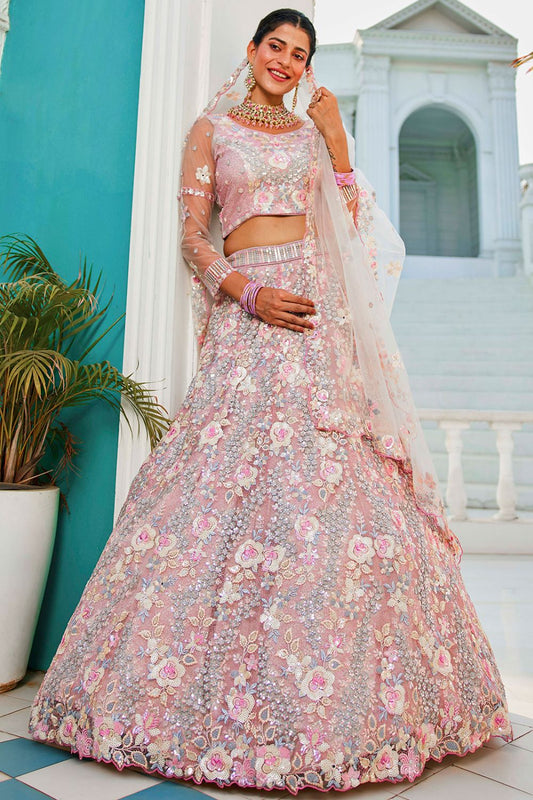 Grey Net Tissue Bridal Reception Lehenga  SFROY509104