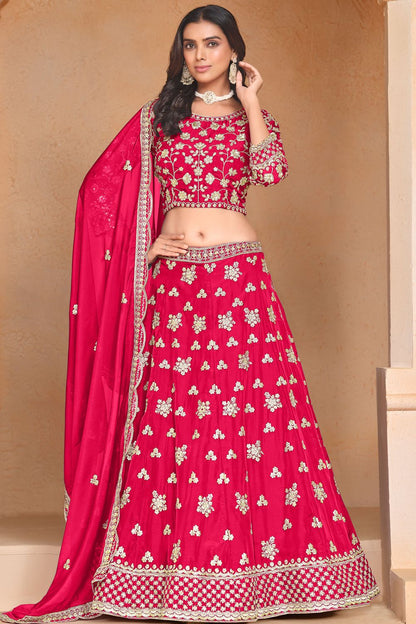 Pink Organza Wedding Party Designer Lehenga Set SFDFS31004