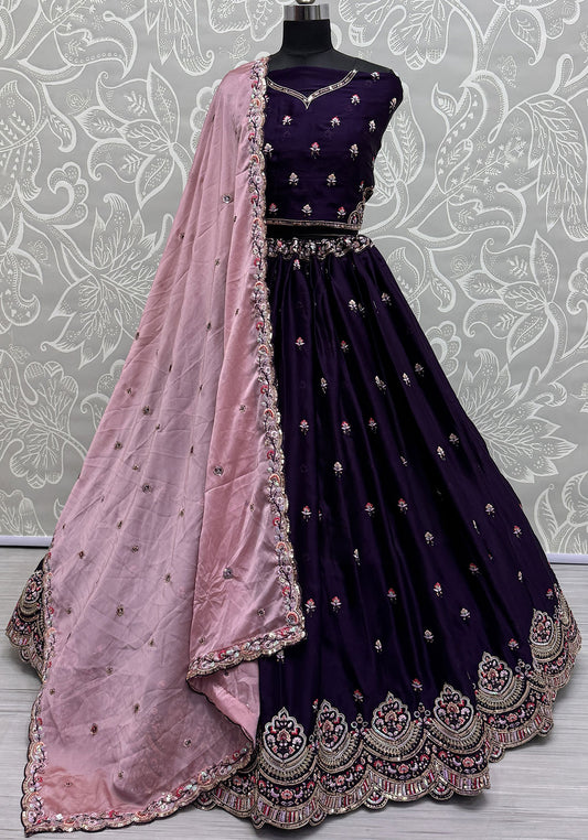 Blue Silk Designer Lehenga Choli For Engagement Party SFANJ2942