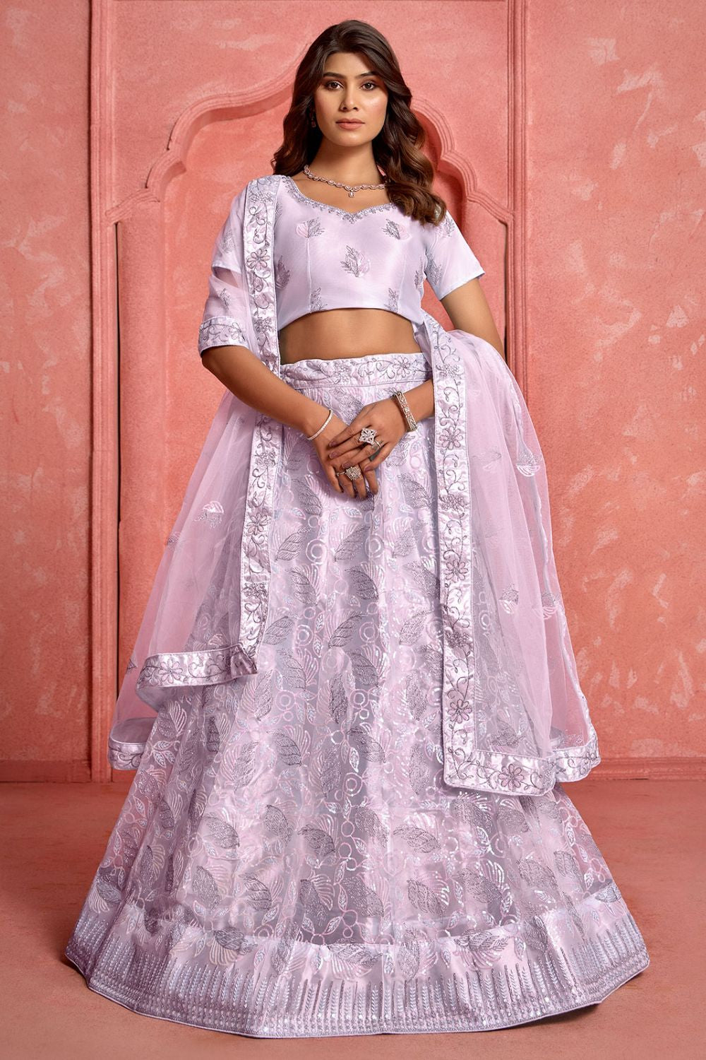 Purple Net Wedding Sangeet Party Lehenga Choli SFYS143904