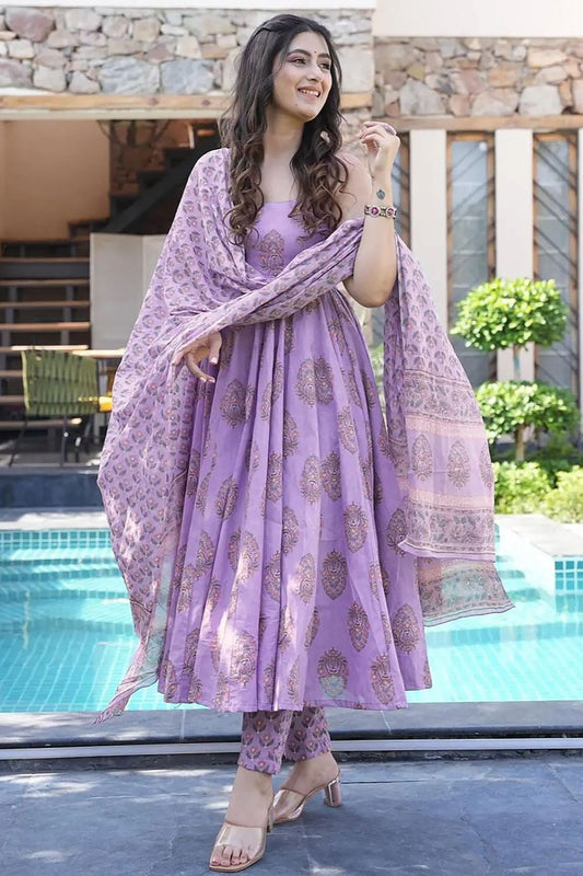 Purple Readymade Plus Size Palazzo Salwar Suit  SFNPV57406R