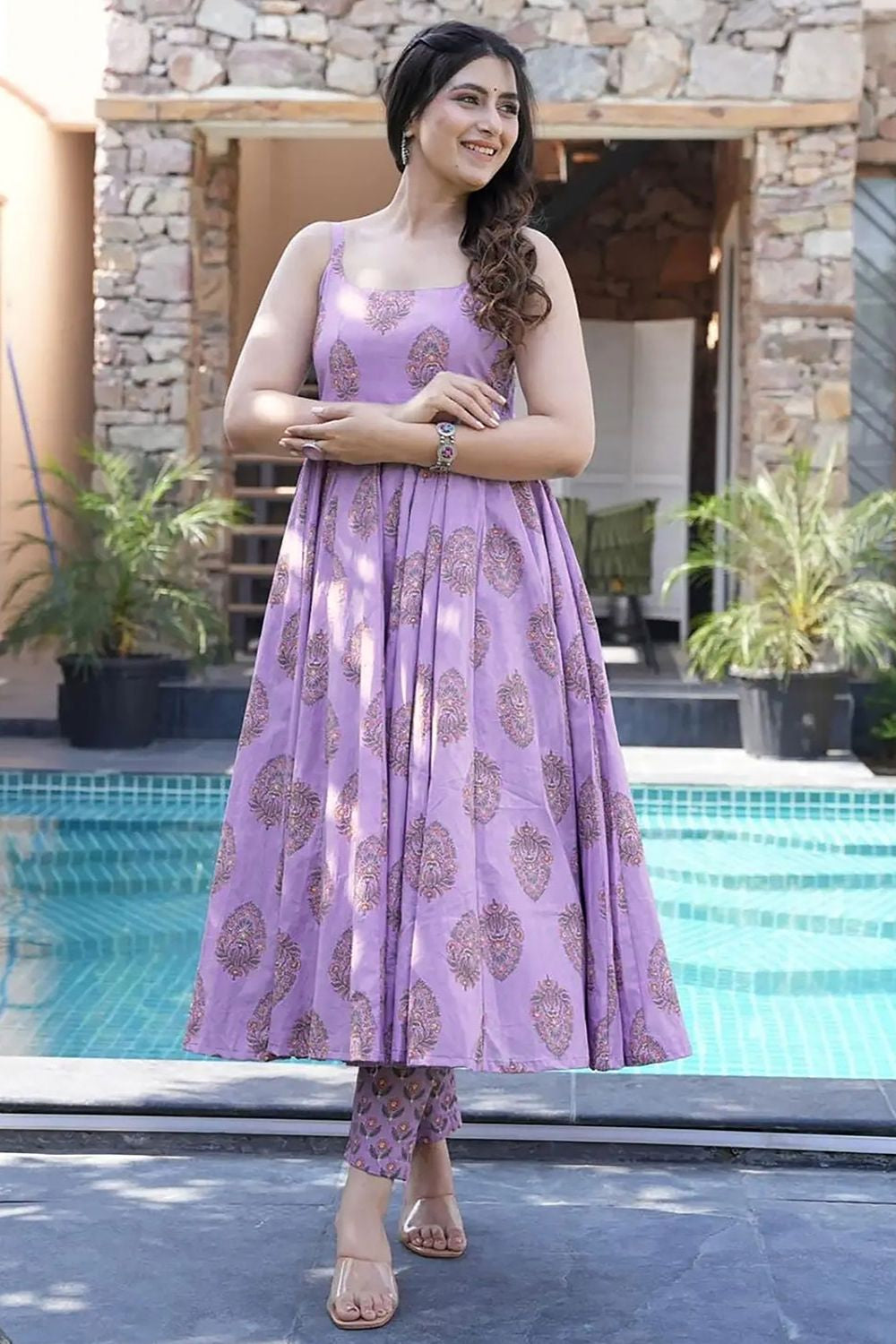 Purple Readymade Plus Size Palazzo Salwar Suit  SFNPV57406R