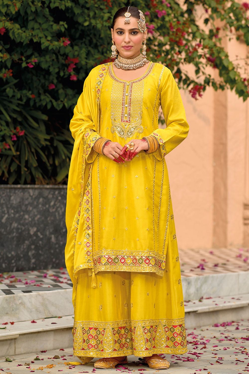 Yellow Haldi Sangeet Ceremony Palazzo Kameez SFFK23601R