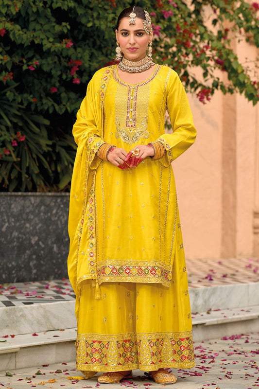 Yellow Haldi Sangeet Ceremony Palazzo Kameez SFFK23601R