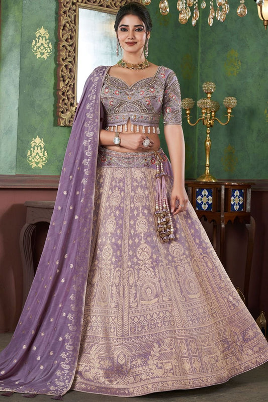 Purple Jacquard Heavy Designer Lehenga Choli SFRELS3605R