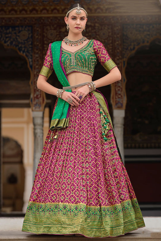 Magenta Silk Sangeet Designer Lehenga Set SFSA481108R