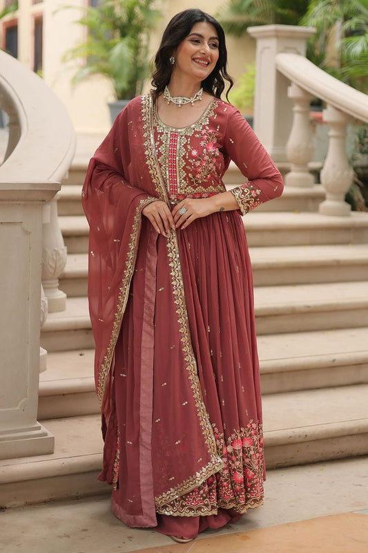 Exquisite Pink Palazzo Kameez In Georgette SFNPV57101R