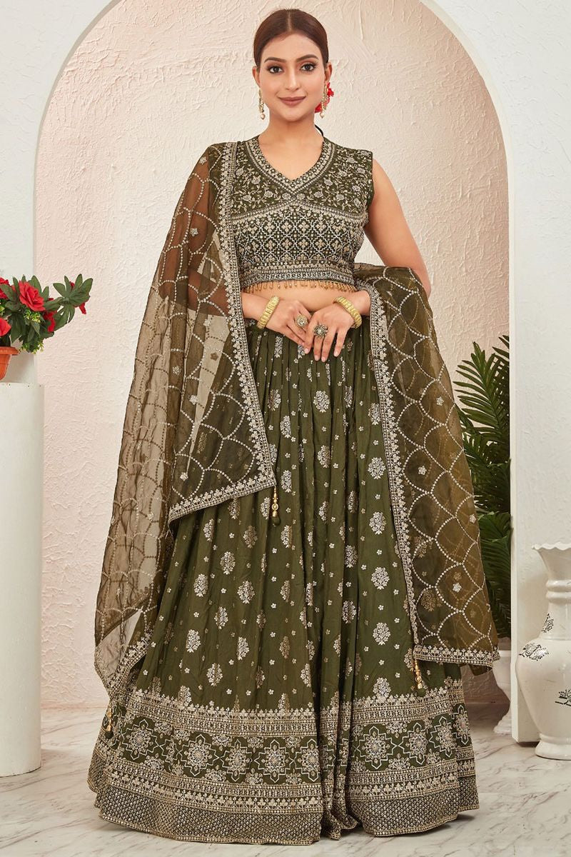 Majestic Green Dola Silk Designer Lehenga SFSA477504R