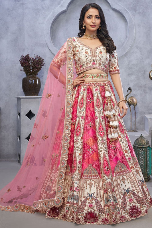 Fuchsia Pink Banarasi Silk Bridal Lehenga Choli Set SFFK23002