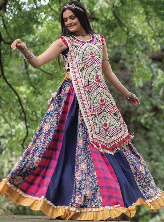 Multicolour Navratri Garba Chaniya Choli In Cotton SFYSA362101R