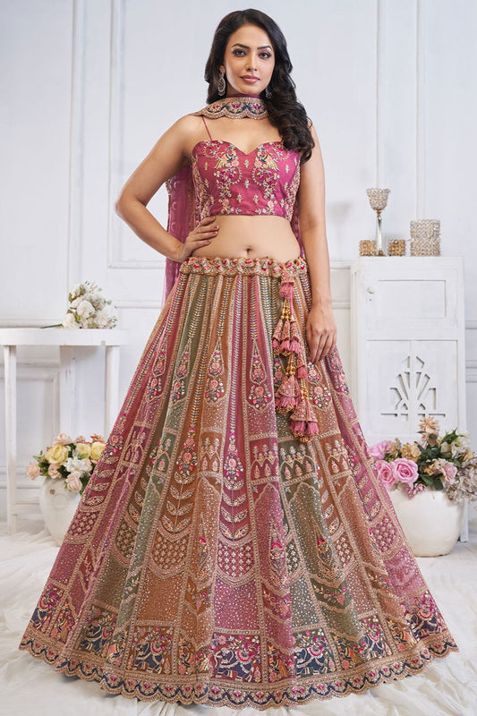 Pink Stunning Net Bridal Lehenga Set SFFK23102