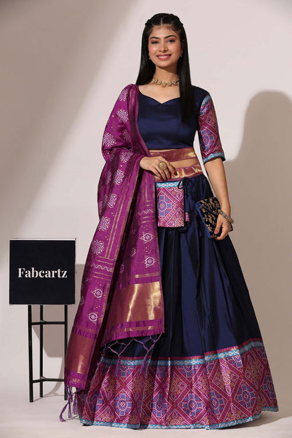 Blue Silk Partywear Lehenga Set  SFROY494703