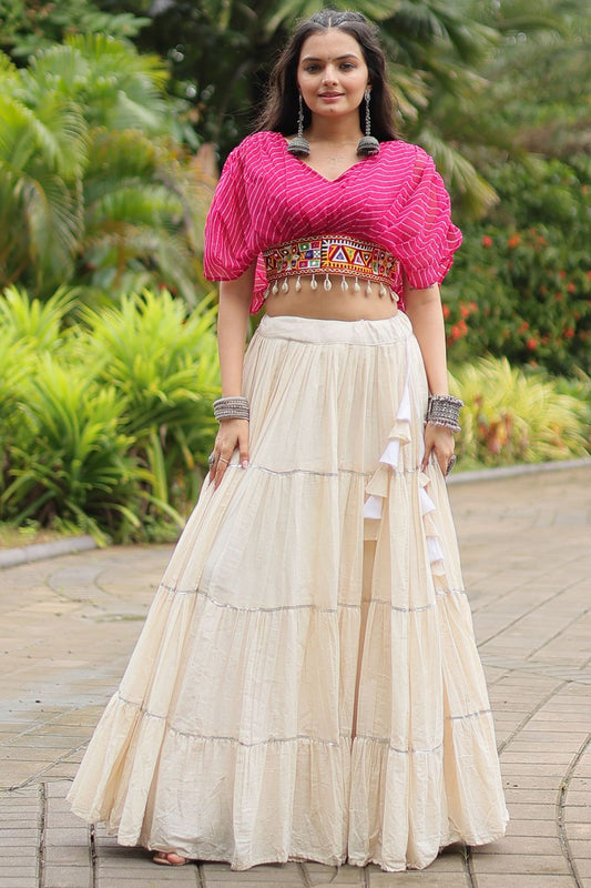 Pink Gamthi Work Chaniya Choli for Festival SFNPV51601R