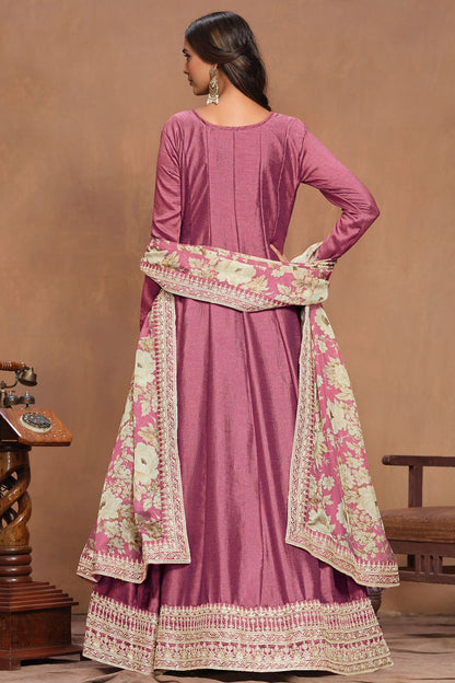 Pink Long Anarkali Salwar Kameez Gown Art Silk  SFDFS30301