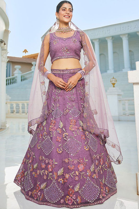 Pink Net Wedding Designer Lehenga Choli Set SFPRF228205