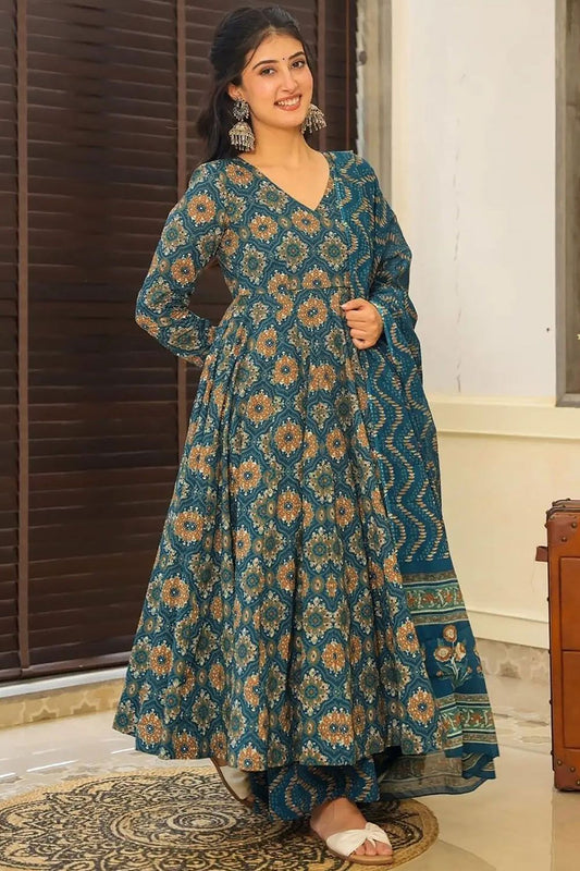 Blue Readymade Plus Size Palazzo Salwar Suit SFNPV57401R