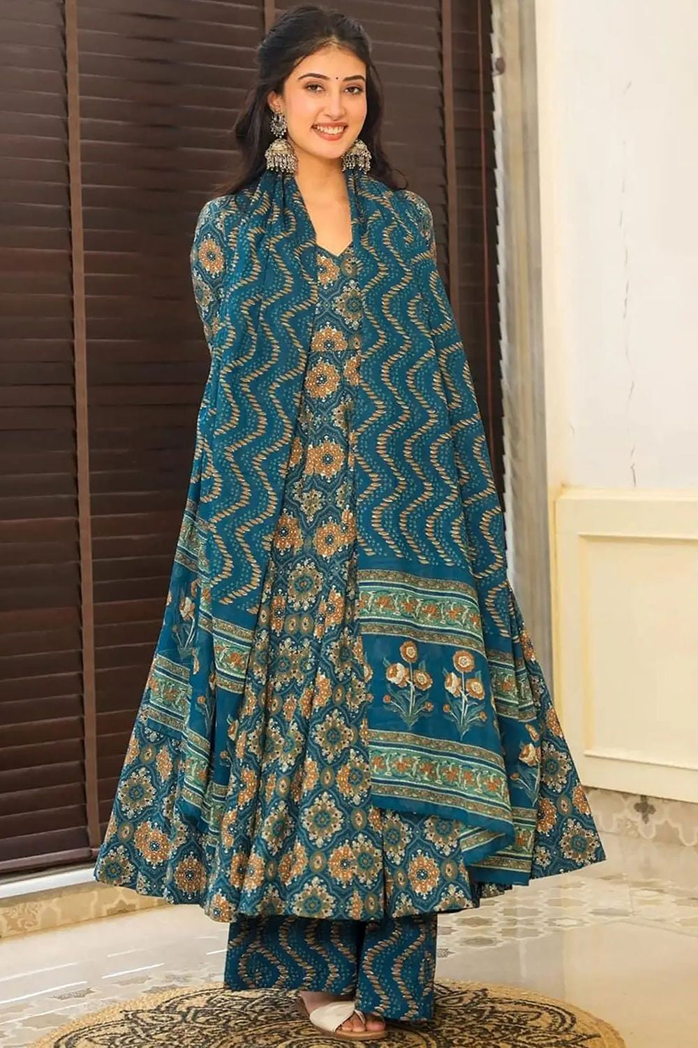 Blue Readymade Plus Size Palazzo Salwar Suit SFNPV57401R