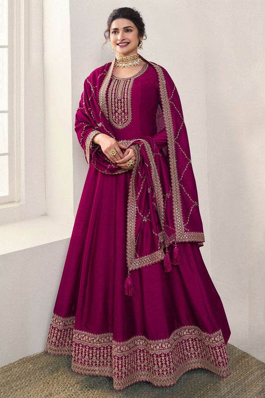 Prachi Desai Wine Sangeet Anarkali Salwar Kameez SFEDC10402