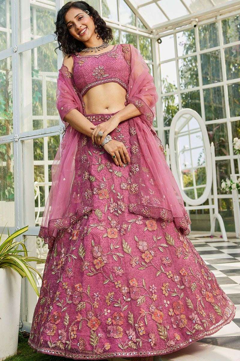 Pink Net Designer Lehenga Choli For Wedding Party SFPRF228210