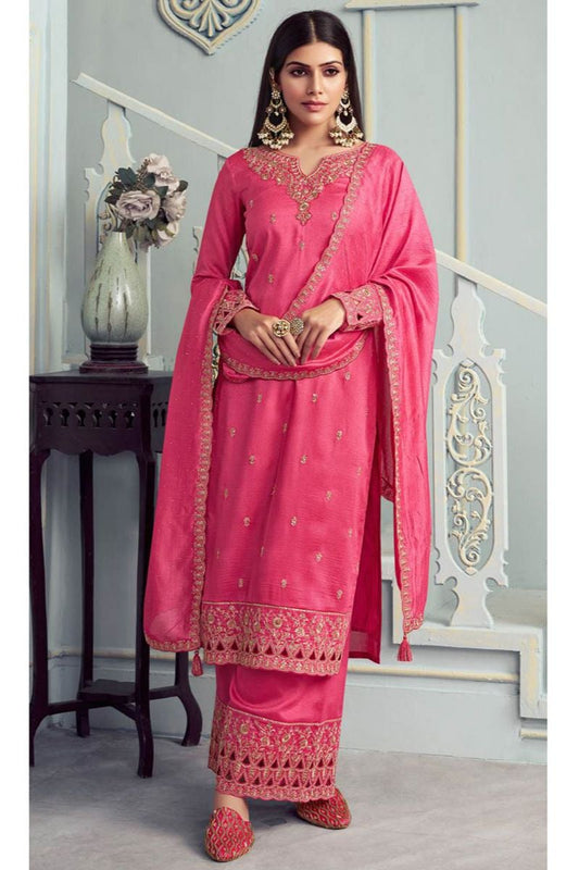 Pink Sangeet Ceremony Wedding Palazzo Kameez SFYS141301