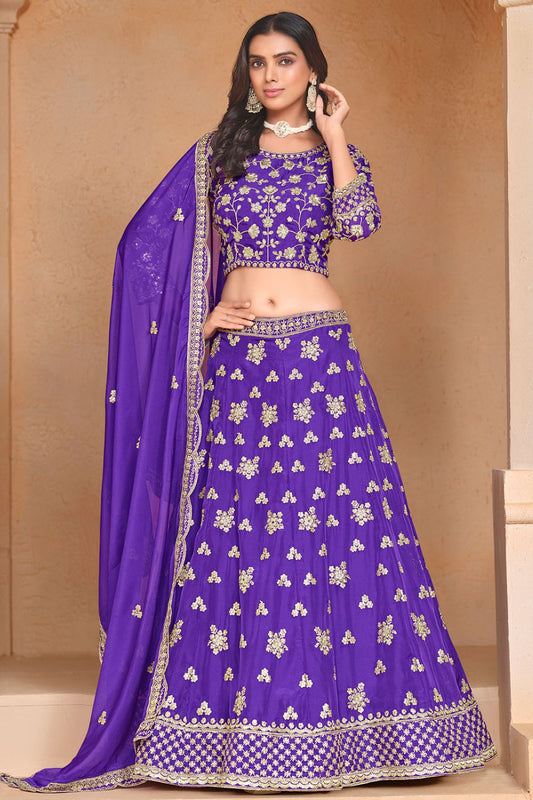 Purple Organza Wedding Party Designer Lehenga SetSFDFS31002