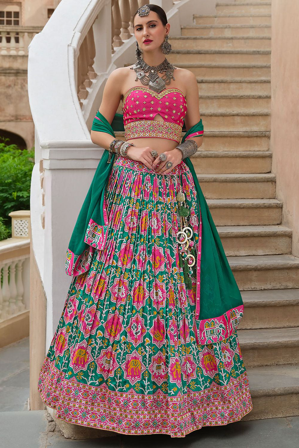 Green Silk Designer Wedding Ceremony Lehenga SFSA481105R