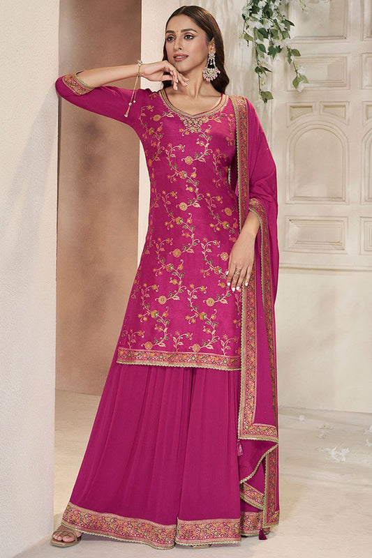 Pink Sarara Kameez Readymade Salwar Kameez In Silk SFVNF1706R