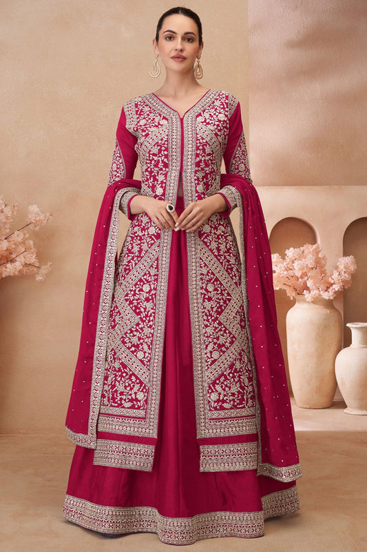 Pink Wedding Lehenga Kameez In Chinnon Silk SFYS144303