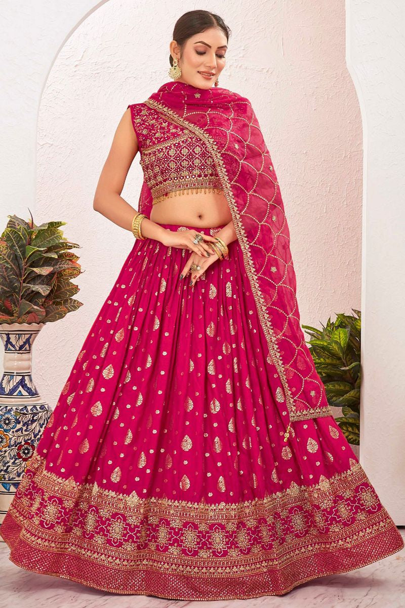 Majestic Pink Dola Silk Designer Lehengas  SFSA477507R