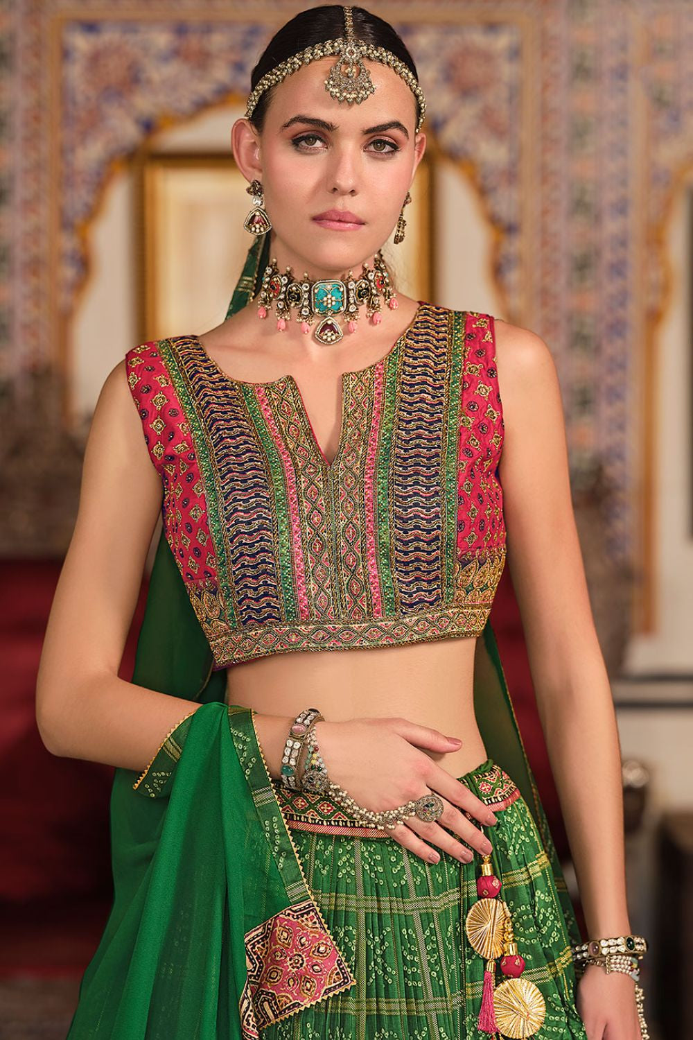 Royal Green Silk Sangeet Designer Lehenga Set SFSA481506R