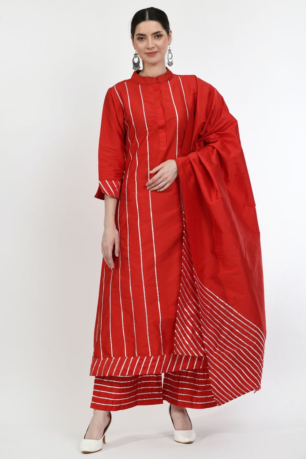 Red Art Silk Readymade Salwar Kameez SFMAN58922R