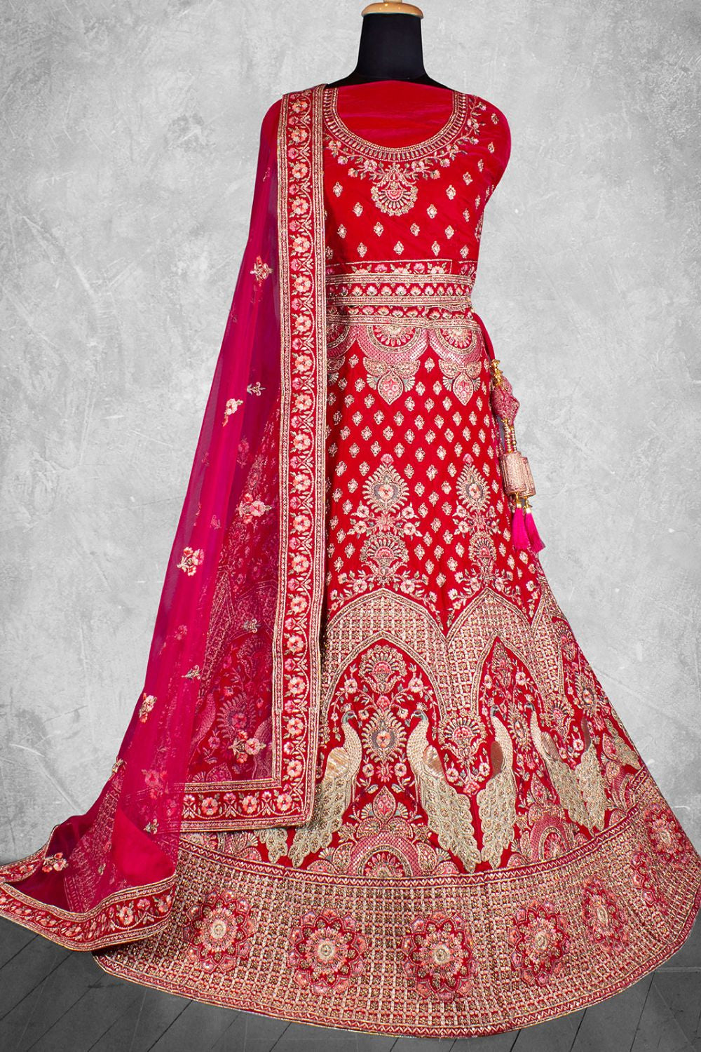 Red Velvet Designer Lehenga Choli SFDIW43209