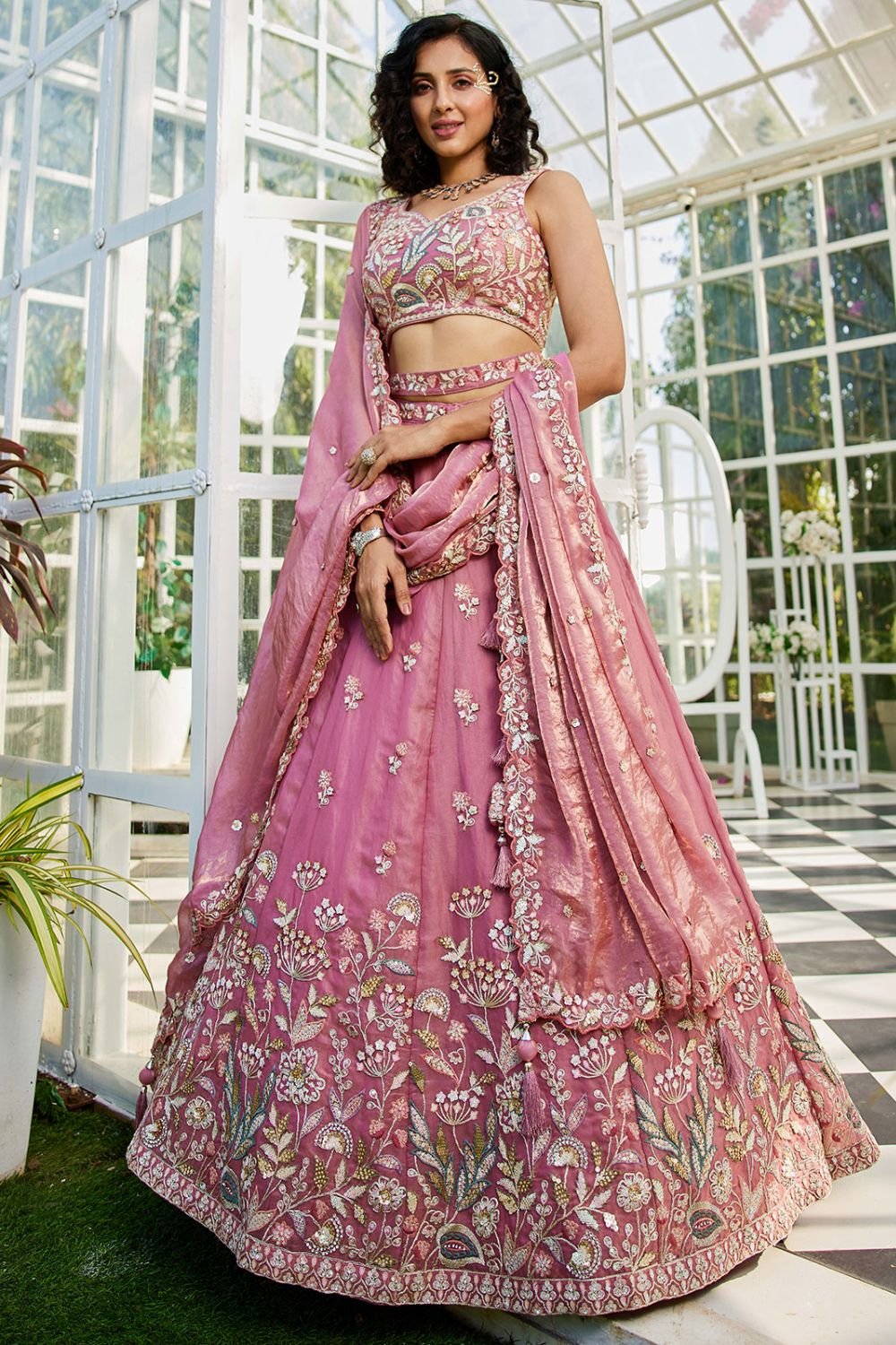 Pink Net Heavy Designer Lehenga Choli Set SFROY509002